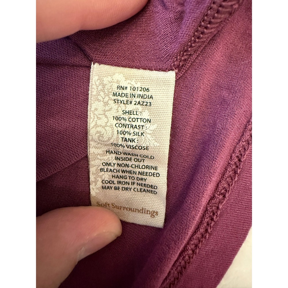 Soft Surroundings Womens Plum Purple V-Neck Viscose Tank Top Size Small 2AZ23 - Picture 7 of 8